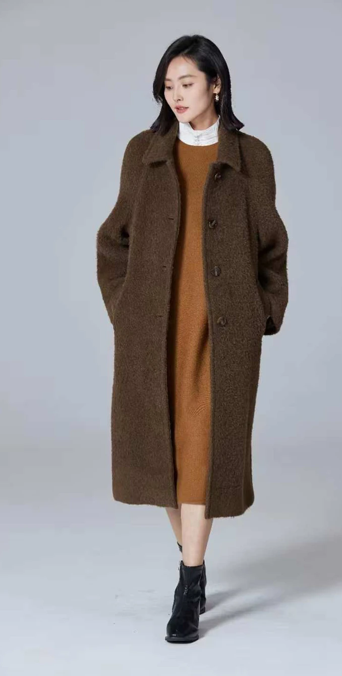 Long brown textured coat